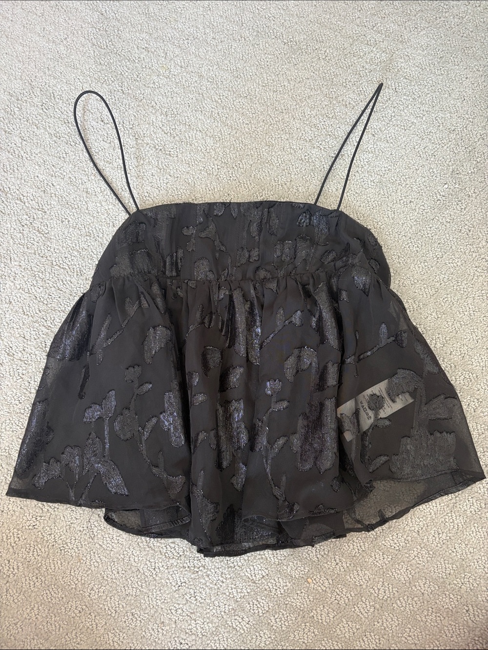 Urban Outfitters Black Sheer Floral Spaghetti Strap Camisole